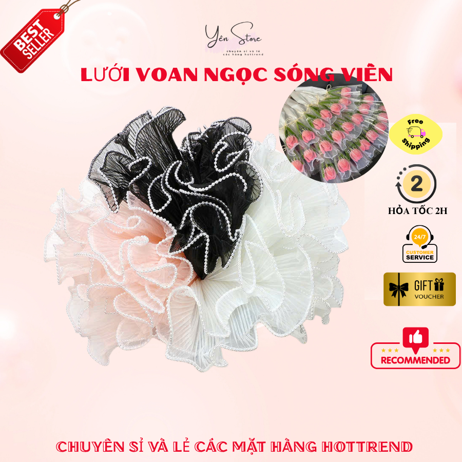 Lưới Voan Sóng Viền Ngọc Hàn Quốc Dùng Gói Hoa, Làm Đồ Handmade, Trang Trí- YÊN STORE DIY